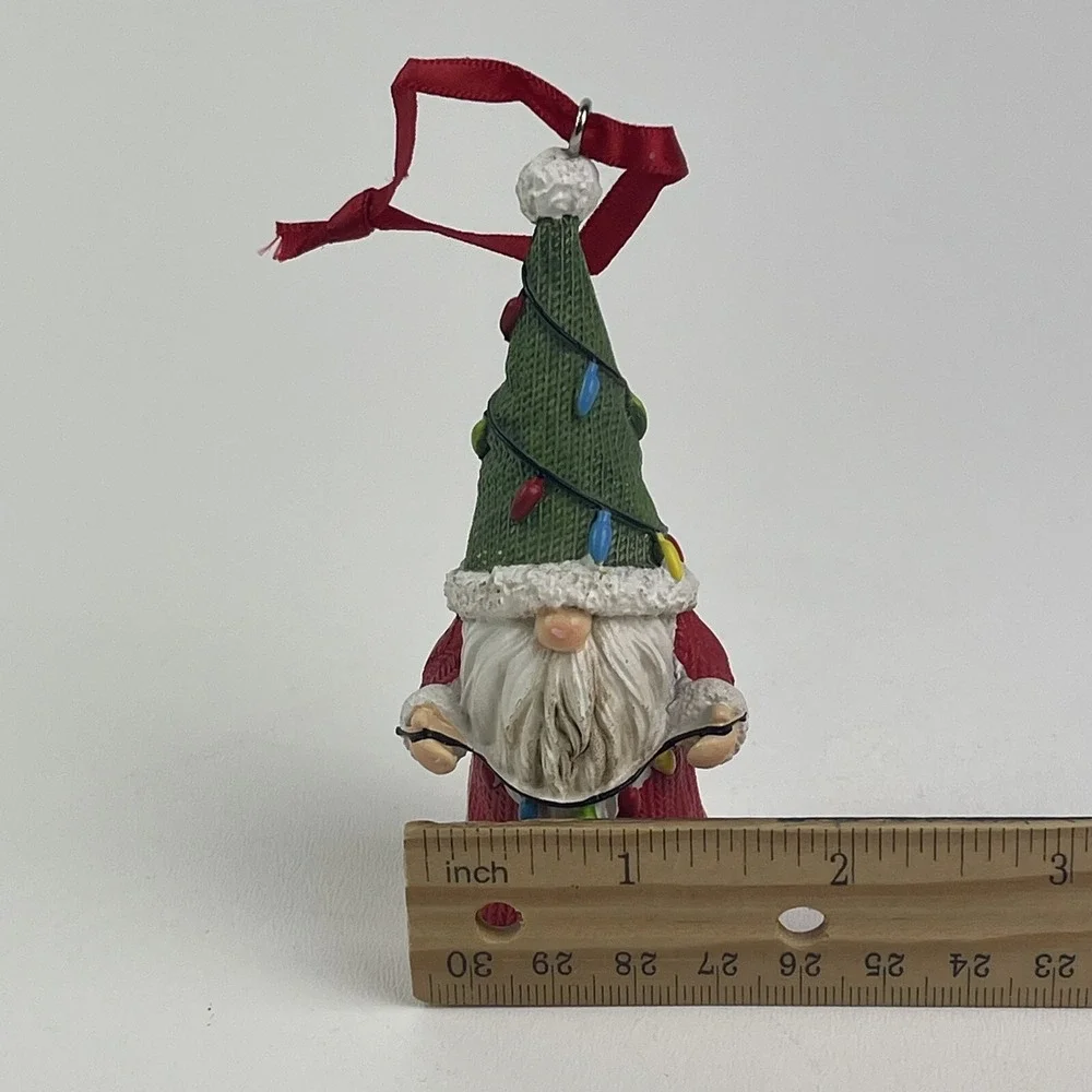 Santa‎ Gnome With String Of Lights Christmas Tree Ornament Table Top Tier Decor